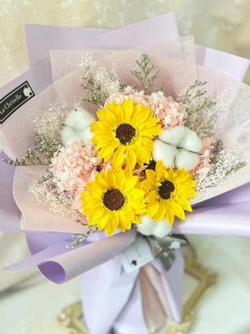 (番梘花）畢業花束系列—晴天 太陽花 乾燥花束 向日葵