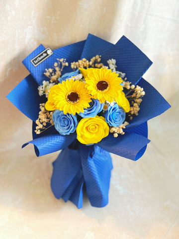 （番梘花）畢業花束系列—晴朗夏日 太陽花 玫瑰花 乾燥花束