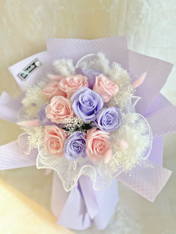 (情人節預訂)11 枝浪漫情人節 保鮮玫瑰花束｜保鮮花 永生花生日花束