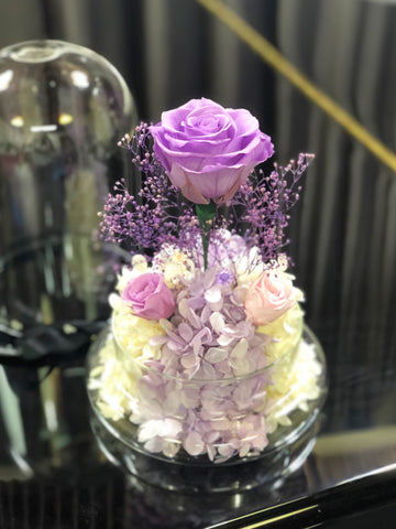 （情人節預訂) 紫玫瑰花園保鮮花禮 永生花 La Romance in Purple Preserved Flowers