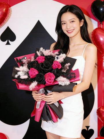 （情人節預訂）My Queen 天長地久9枝保鮮玫瑰花束｜保鮮花 永生花生日花束 9 purple  preserved rose bouquet