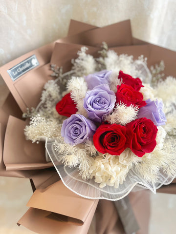 地久天長 9枝保鮮玫瑰花束｜保鮮花 永生花生日花束  preserved flower bouquet