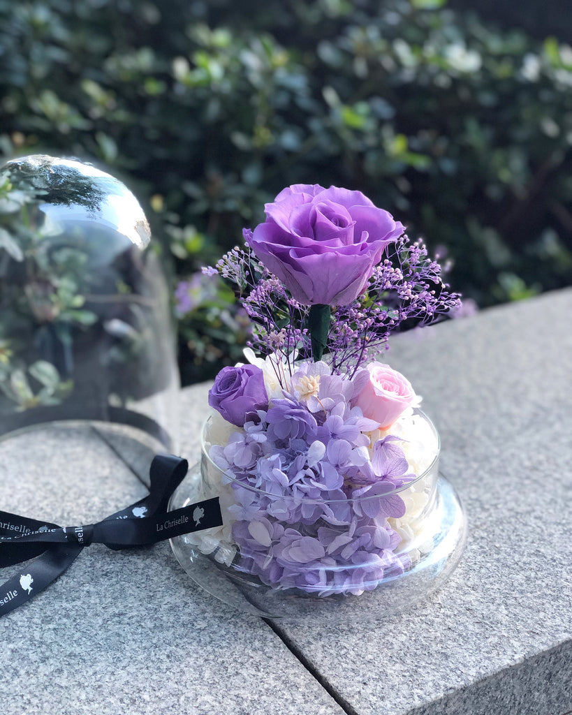 （情人節預訂) 紫玫瑰花園保鮮花禮 永生花 La Romance in Purple Preserved Flowers