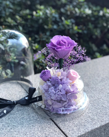 （情人節預訂) 紫玫瑰花園保鮮花禮 永生花 La Romance in Purple Preserved Flowers