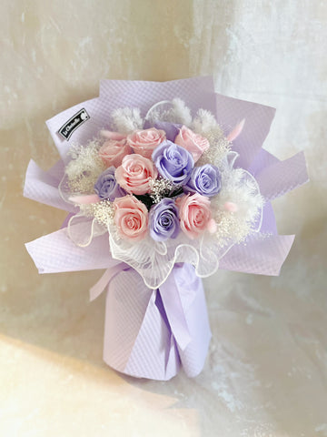 (情人節預訂)11 枝浪漫情人節 保鮮玫瑰花束｜保鮮花 永生花生日花束