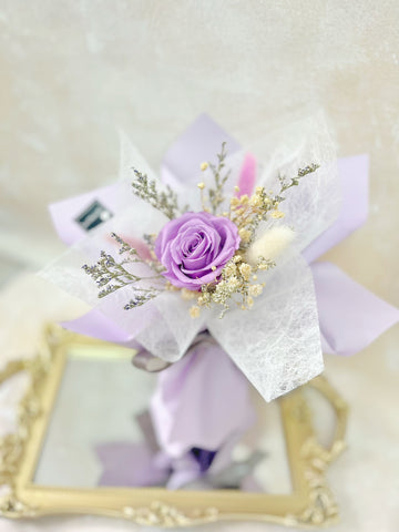小驚喜-浪漫紫單枝玫瑰花束保鮮瑰花束 永生花  Mini Surprise Preserved Rose Bouquet