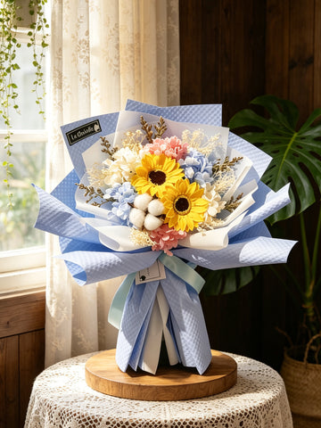 畢業花束系列—仲夏畢業襥 太陽花 玫瑰花 乾燥花束