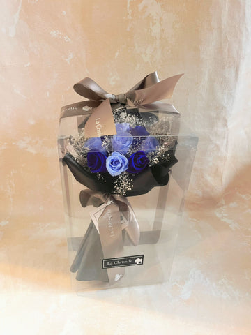 *迷你*版天長地久9枝藍色保鮮玫瑰花束  永生花 Le Petit Forever Love Preserved Blue Rose  Flower Bouquet