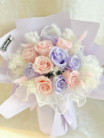 (情人節預訂)11 枝浪漫情人節 保鮮玫瑰花束｜保鮮花 永生花生日花束