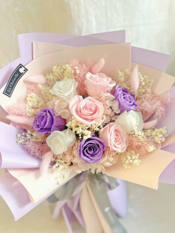 (情人節預訂) 浪漫情人節9 枝保鮮玫瑰花束｜保鮮花 永生花生日花束 Preserved Flower Bouquet