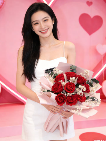 (情人節預訂) 熱戀9 枝紅保鮮玫瑰花束｜保鮮花 永生花生日花束 Pink Puple Preserved Flower Bouquet