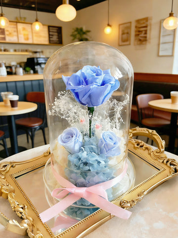 (情人節預訂）藍藍天空玫瑰花園保鮮花 Romance in Blue   Preserved Flowers