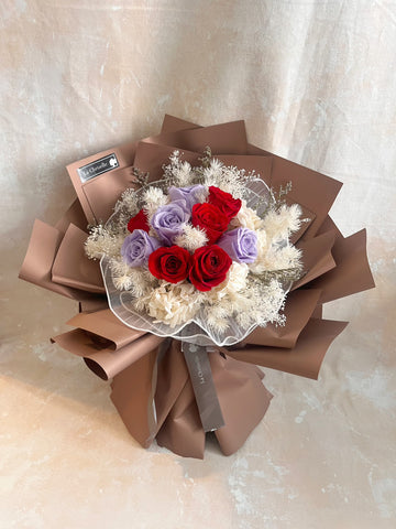 地久天長 9枝保鮮玫瑰花束｜保鮮花 永生花生日花束  preserved flower bouquet