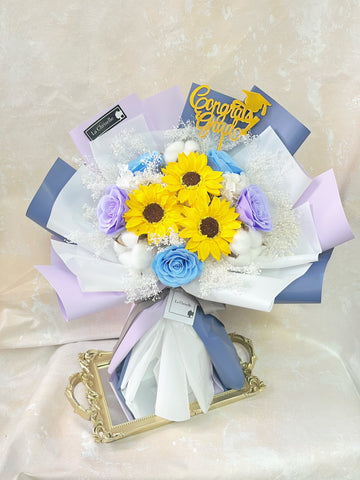 畢業花束系列—樂天 太陽花 乾燥花束 向日葵