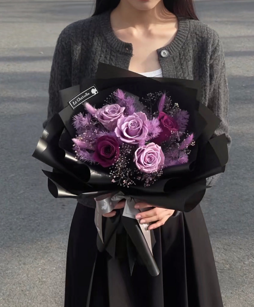 5 枝紫色 保鮮玫瑰花束｜保鮮花 永生花生日花束 5 Purple roses Bouquet