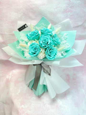 Tiffany Blue 天長地久6枝，保鮮玫瑰花永生花束  生日求婚花束Tiffany Blue Love Preserved Roses Bouquet