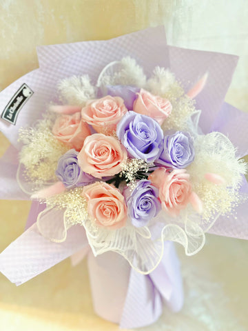 (情人節預訂)11 枝浪漫情人節 保鮮玫瑰花束｜保鮮花 永生花生日花束