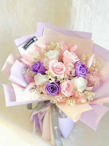 (情人節預訂) 浪漫情人節9 枝保鮮玫瑰花束｜保鮮花 永生花生日花束 Preserved Flower Bouquet