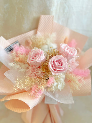 我愛你3 枝粉紅色保鮮玫瑰花束｜保鮮花 永生花生日花束 3 Preserved Rose Bouquet
