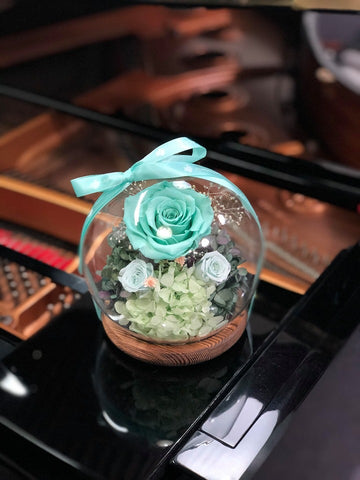 情人節預訂) Tiffany  Blue 水晶球保鮮花 Boule de Cristal Crystal Ball  Tiffany Blue Preserved Flowers