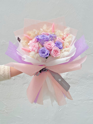 (情人節預訂) 11 枝保鮮玫瑰花束｜保鮮花 永生花生日花束