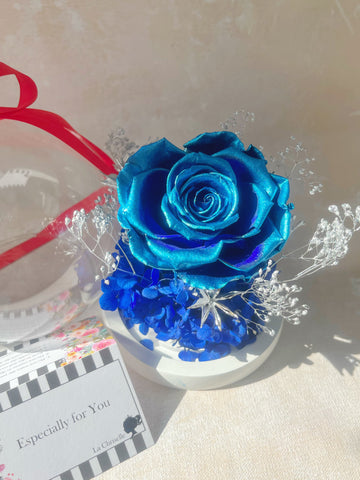 閃爍玫瑰寶石藍- 夢幻水晶球保鮮花 sparkling  rose Crystal Ball Preserved Flowers
