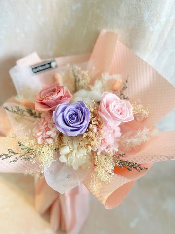 3 枝保鮮玫瑰花束｜保鮮花 永生花生日花束 pink red preserved flower bouquet