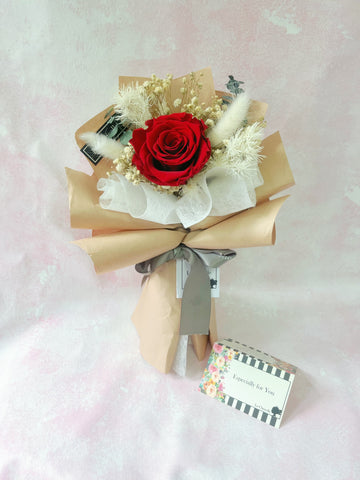（情人節預訂）小驚喜-熱情紅小 保鮮瑰花束 永生花  Mini Surprise Red Preserved Rose Bouquet