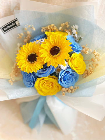 （番梘花）畢業花束系列—太陽仲夏 太陽花 玫瑰花 乾燥花束