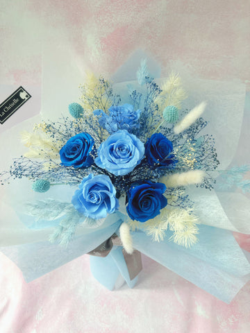 摯愛～6 枝保鮮玫瑰花 永生花 束  Forever  Love Preserved Blue Flower Bouquet