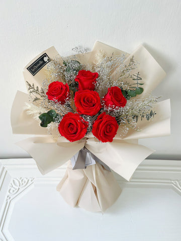 有盒子可上飛機～6 枝紅色保鮮玫瑰花束 Forever Love Preserved Rose  Flower Bouquet