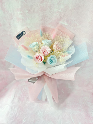 無盡的愛～6 枝保鮮玫瑰花 永生花 束  Forever  Love Preserved Purple Rose  Flower Bouquet