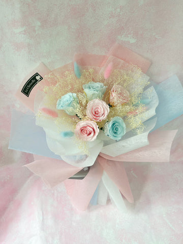 無盡的愛～6 枝保鮮玫瑰花 永生花 束  Forever  Love Preserved Purple Rose  Flower Bouquet