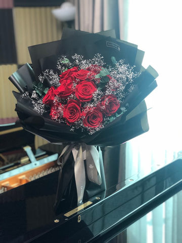 11 枝永生玫瑰花束 永生花束 lachriselle紅色