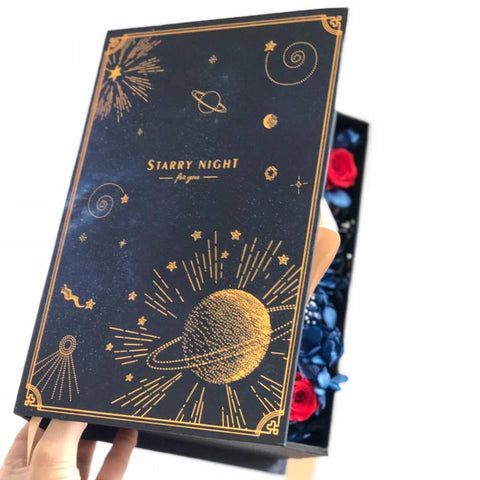 星空情書花盒版浪漫藍月亮頸鏈保鮮花禮盒