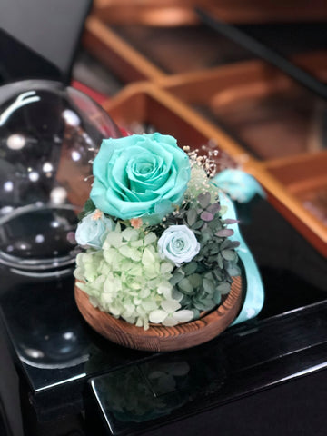 浪漫 Tiffany  Blue 水晶球保鮮花 永生花 preserved flowers