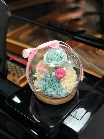 藍天與白雲 水晶球保鮮花 永生花 preserved flowers