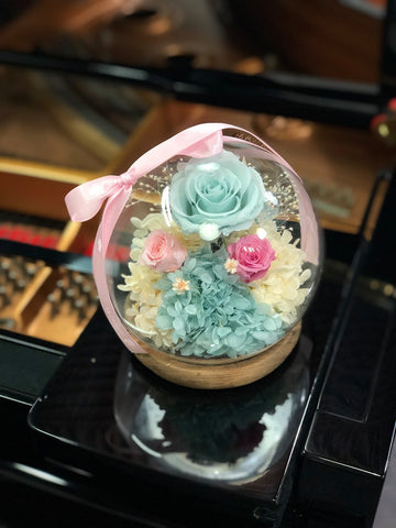 藍天與白雲 水晶球保鮮花 永生花 preserved flowers