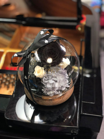 神秘水晶球 黑色保鮮花 永生花 preserved flowers