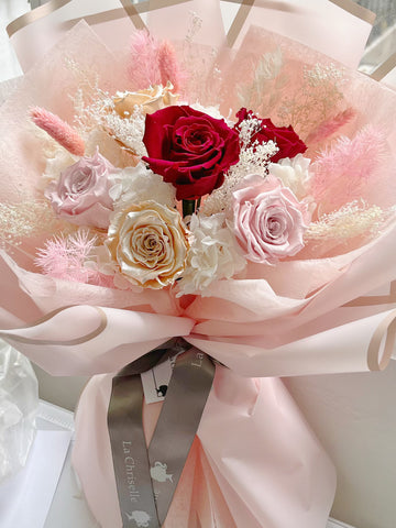 愛你一萬年 -粉红色系6枝保鮮花 永生花 束 Pink Preserved Roses Bouquet