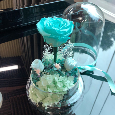 （情人節預訂)Tiffany Blue 玫瑰花園保鮮花永生花禮 Mint Green Preserved Flowers