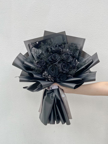 黑色保鮮玫瑰保鮮花束  永生花束All Black Preserved Rose Bouquet