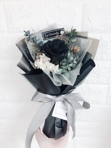 暗黑系迷你黑色保鮮玫瑰花束 永生花束 Mini Surprise Black Preserved Rose Bouquet