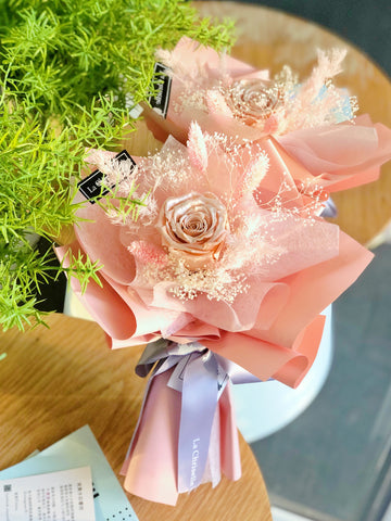 小驚喜迷你珍珠光香檳色保鮮瑰花束 永生花  Mini Surprise Champagne color Preserved Rose Bouquet