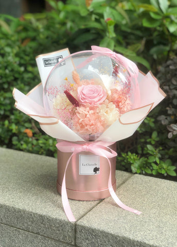 告白氣球，生日求婚花束保鮮花 永生花束 Love Balloon Preserved Roses Pink Bouquet Bucket