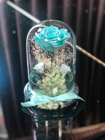 （情人節預訂）最受歡迎Tiffany Blue 玫瑰花園保鮮花永生花禮 Mint Green Preserved Flowers