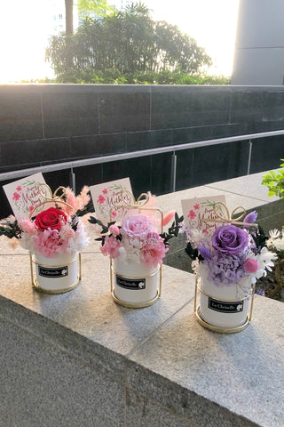 母親節花禮 生日花-紫色保鮮花 永生花 瓶 Purple Roses vase