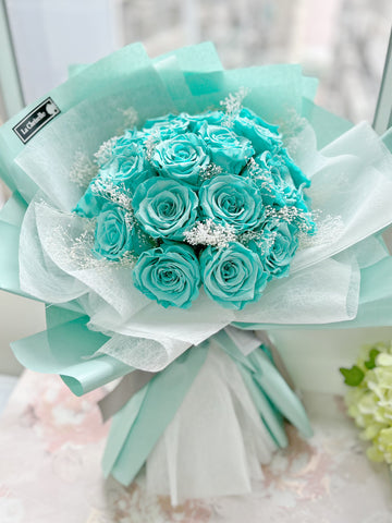 Tiffany Blue 20枝，保鮮玫瑰花永生花束  生日求婚花束Tiffany Blue Forever Love Preserved Roses Bouquet