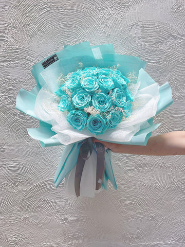 Tiffany Blue 20枝，保鮮玫瑰花永生花束  生日求婚花束Tiffany Blue Forever Love Preserved Roses Bouquet