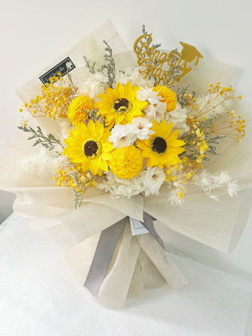 畢業花束系列—美好前程 番梘太陽花 乾燥花束